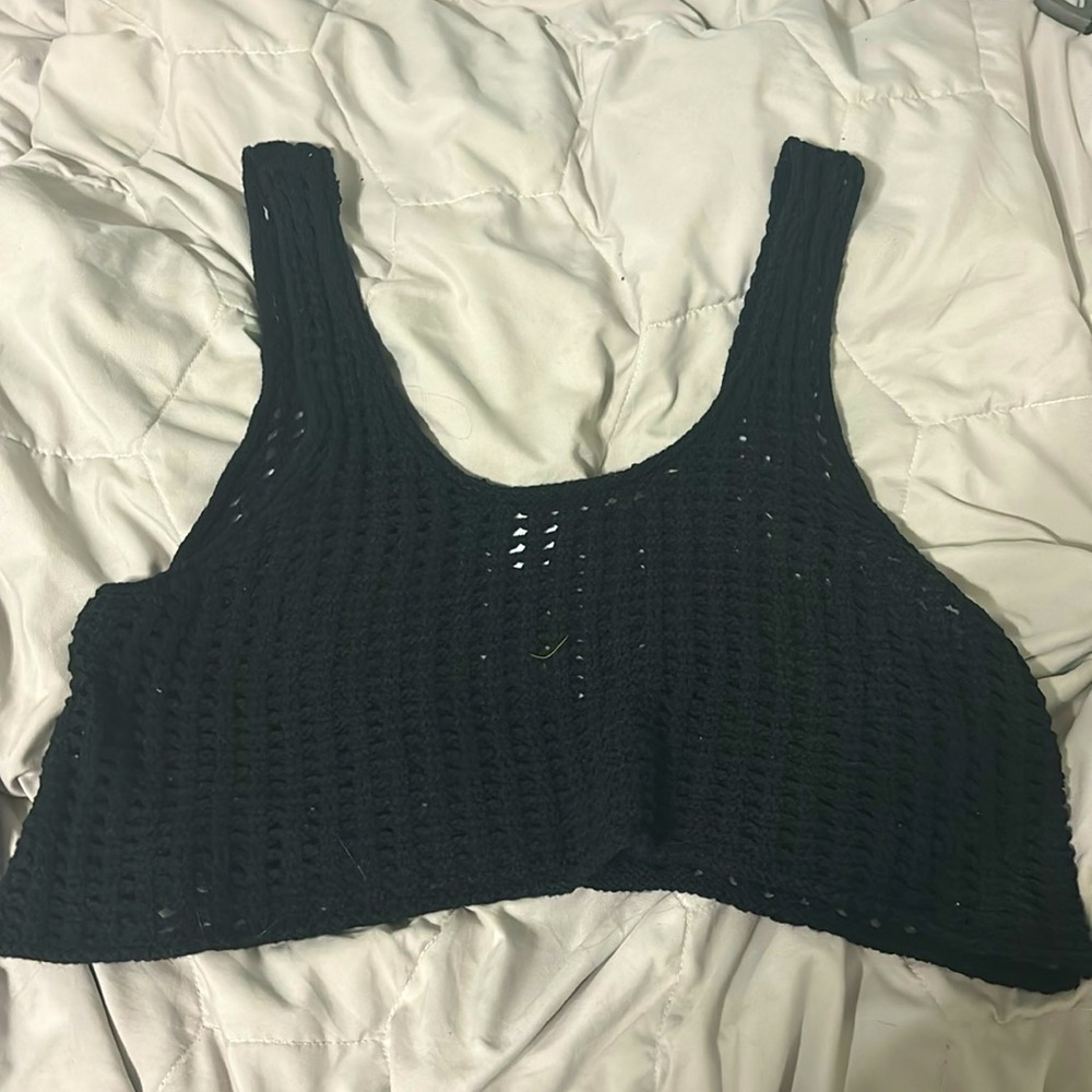 Black Knitted See-Through Swimsuit Cover up